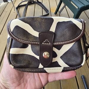 Dooney & Bourke Brown and Cream Animal Print Wristlet Like New Condition! 6"x4".